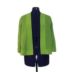 Jones Studio Bright Green Crochet Knit Sweater